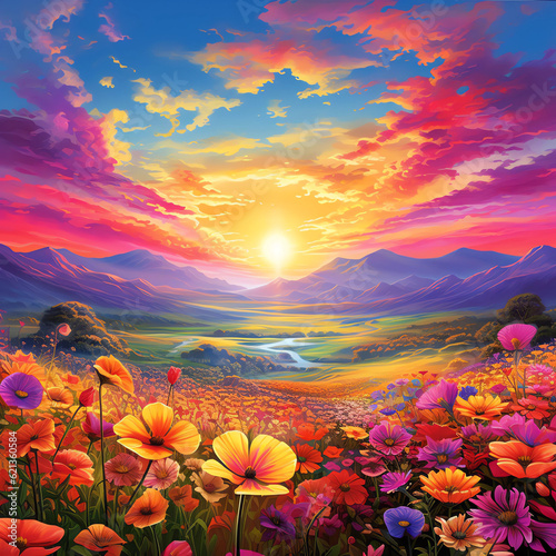 art style picturesque landscape