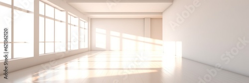 background large white spacious room with graphic window shadows .Generative AI