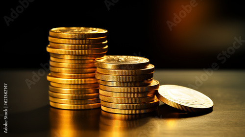 Wallpaper Mural stack of euro coins. Generative Ai.  Torontodigital.ca