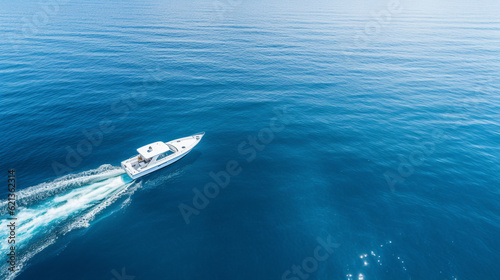 motor boat in the sea. Generative Ai.  © PETR BABKIN