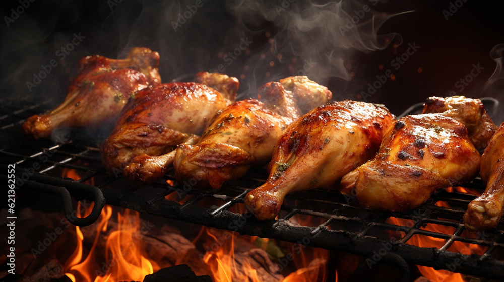 grilled chicken on the grill. Generative Ai. grilled chicken on the grill. Generative Ai.
