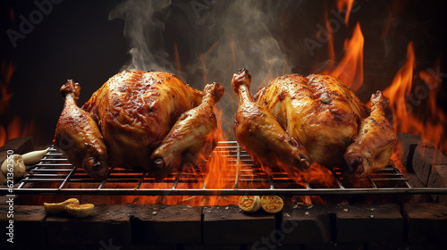 grilled chicken on the grill. Generative Ai. 