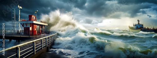 roaring sea during a storm. Generative Ai. 