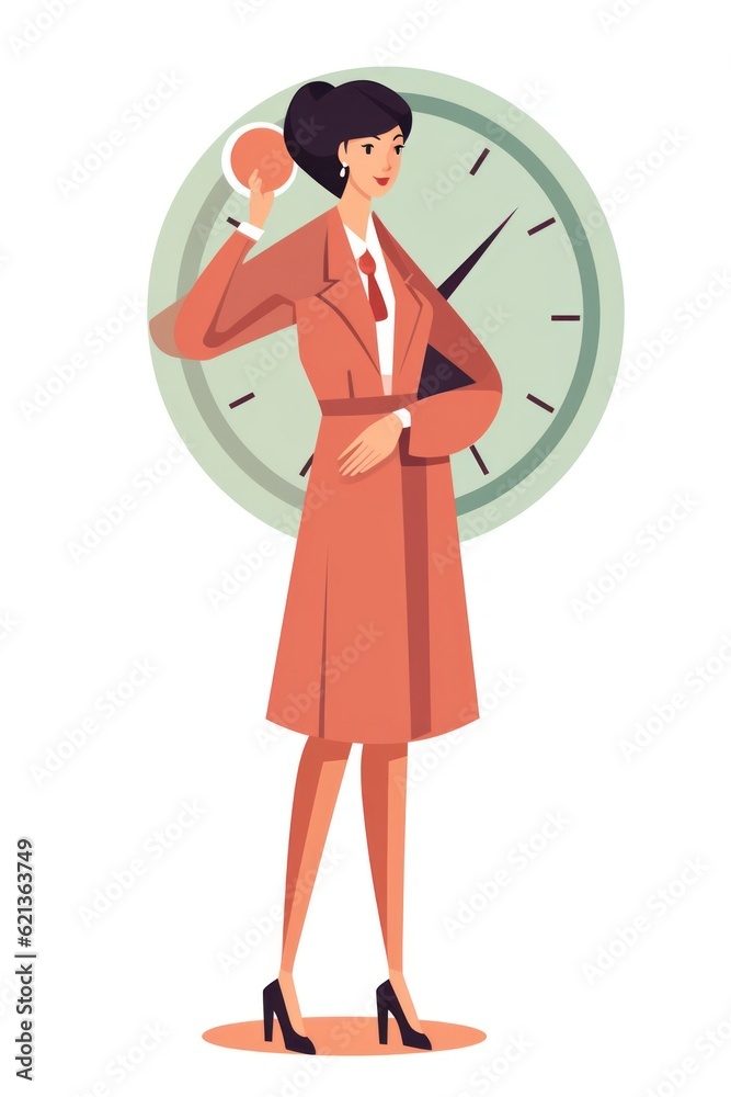 Woman businesswoman holding clock or watch on hands, time management and business concept Woman businesswoman holding clock or watch on hands, time management and business concept