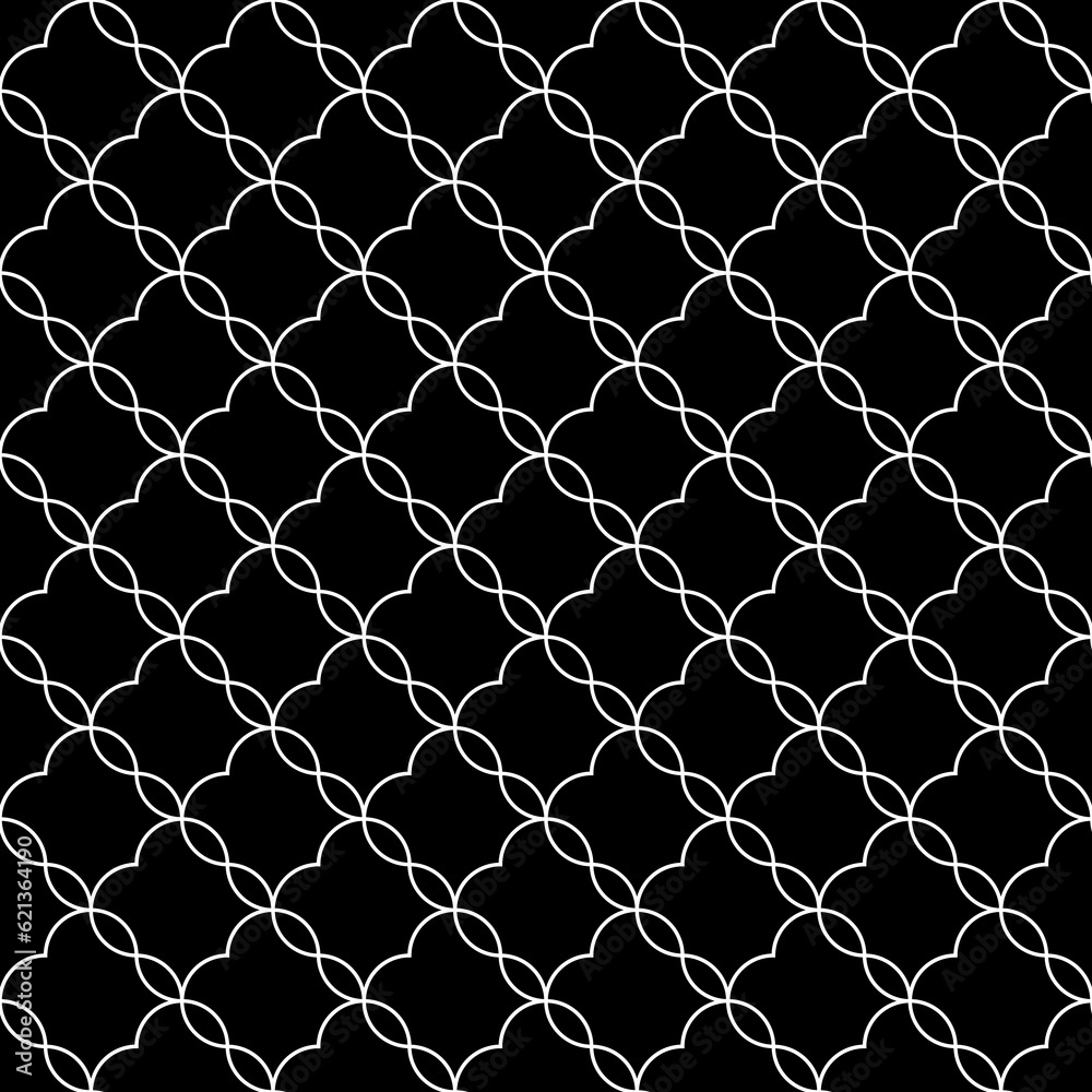 Fototapeta premium Seamless surface pattern design with black grid on white background. Ethnic embroidery. Patchwork wallpaper. Quilted motif. Digital paper with retro ornament for textile print, page fill. Vector art.