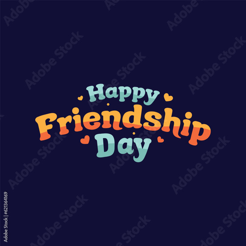 Happy friendship day colorful lettering vector illustration on black background.