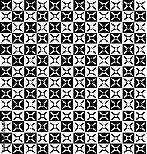 Seamless abstract vector pattern in the form of squares and crosses located on a white and black background