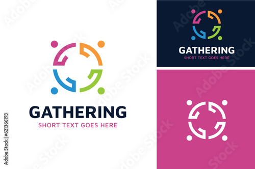 Circular Link Initial Letter G Growth Group Gathering for human culture social club, people together, community teamwork logo design