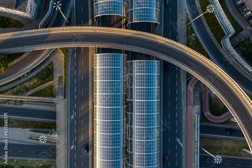 Top down view of highway multilevel junction