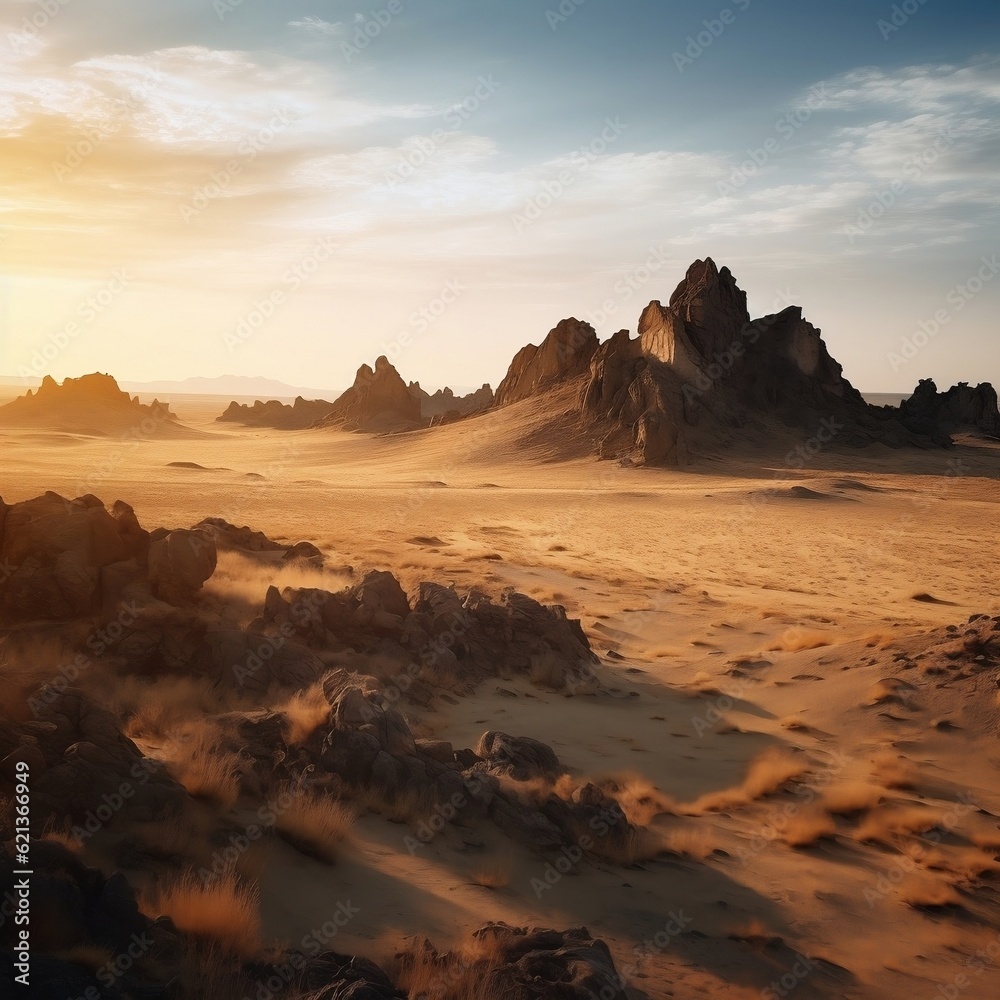 Generative AI - Mountains in the Desert at Dusk Generative AI - Mountains in the Desert at Dusk