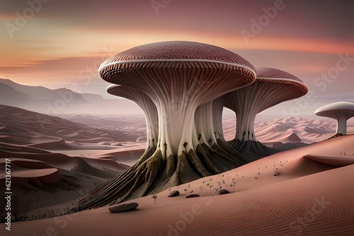 giant mushroom in desert
