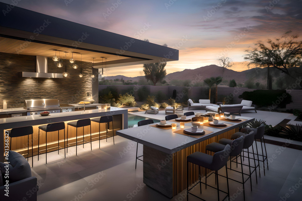 Luxurious custom outdoor kitchen & outdoor living area design sample that is perfect for your custom outdoor living concept gallery.