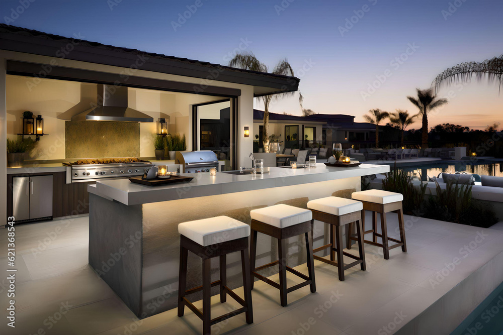 Picture of Foto de Luxurious custom outdoor kitchen & outdoor living area design ...