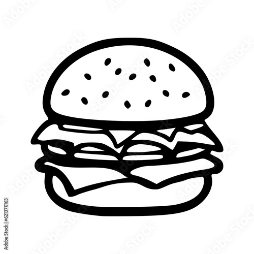 Hamburger black outlines monochrome vector illustration