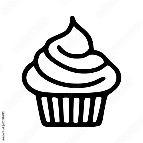 Cupcake black outlines monochrome vector illustration