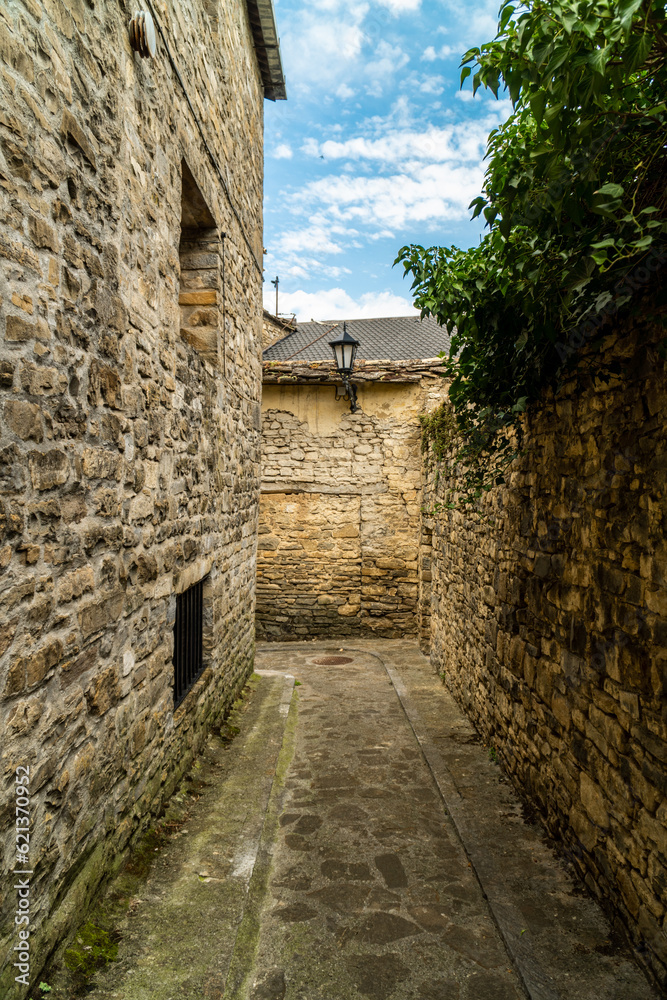 Narrow medieval street in the old town. Boltaña, Huesca (Aragón-Spain) Narrow medieval street in the old town. Boltaña, Huesca (Aragón-Spain)