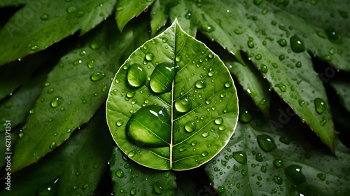 CO2 reducing icon on green leaf with water droplet for decrease CO2 , carbon footprint and carbon credit to limit global warming from climate change, Bio Circular Green Economy concept 
