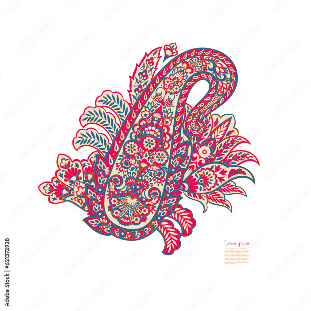 Damask Paisley Floral isolated vector ornament