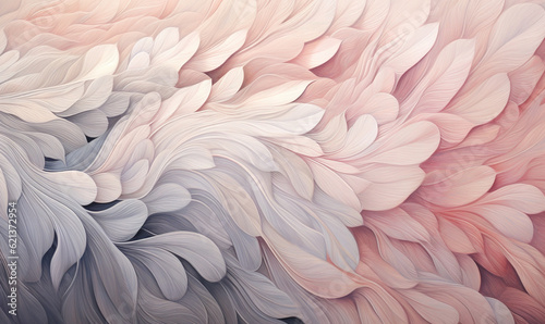  a close up of a pink and white feathered animal. generative ai