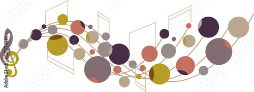 Photography Coloured musical notes on a staff, in PNG format