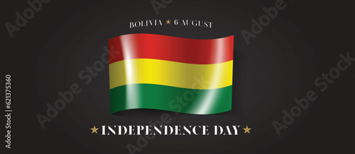 Bolivia happy independence day greeting card, banner with template text vector illustration