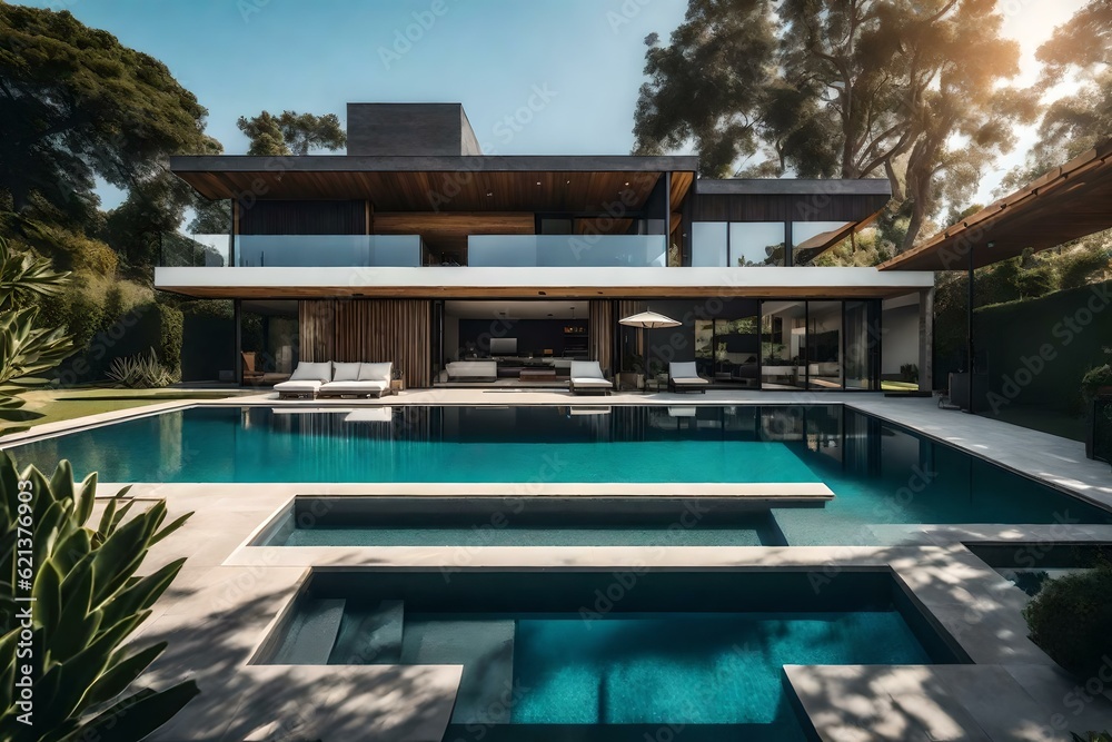 Inviting House with a Central Pool