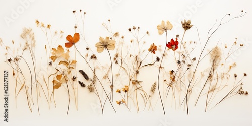 AI Generated. AI Generative. Organic plant wild flower on white paper background canvas. Decoration romantic beautiful botanical aesthetics design. Graphic Art
