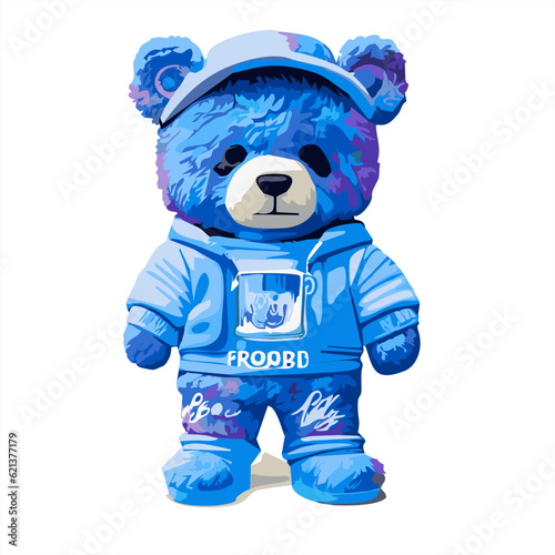 bossy slogan with hiphop teddy bear doll