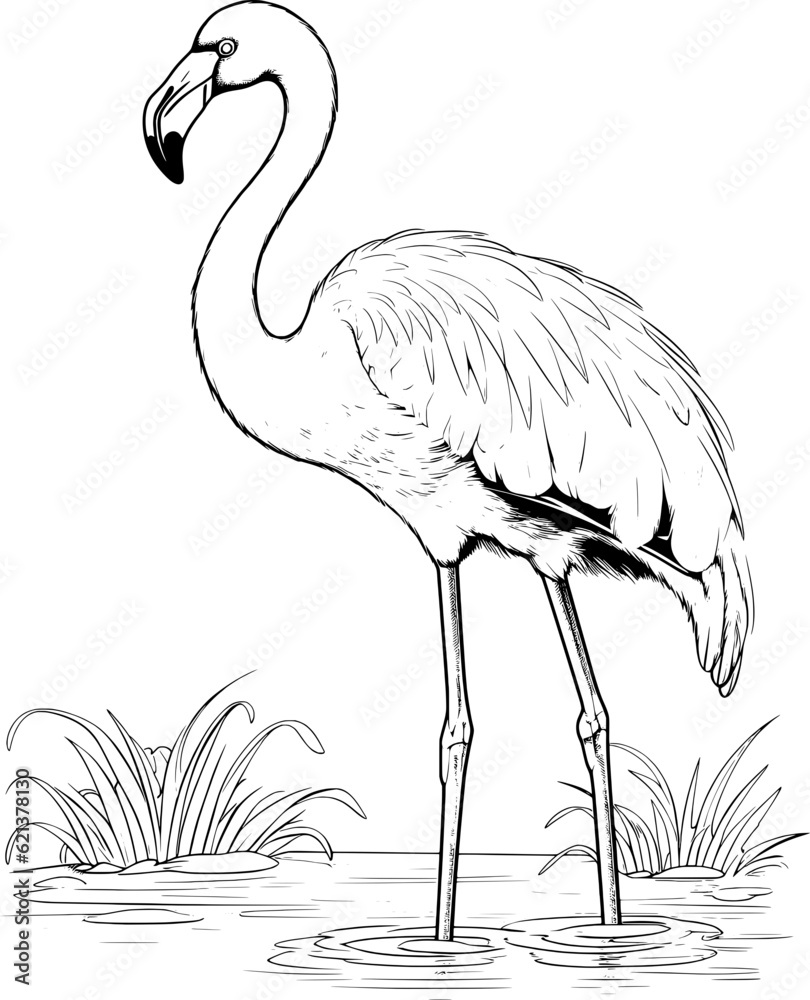 Obraz premium Famingo Isolated Colouring Illustration