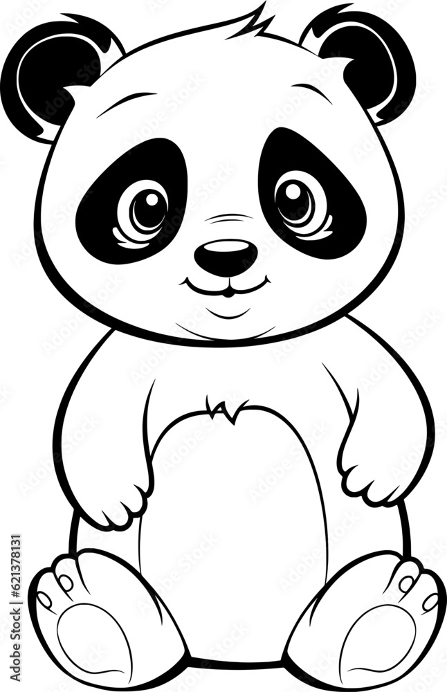 Fototapeta premium Cute Panda Isolated Colouring Illustration