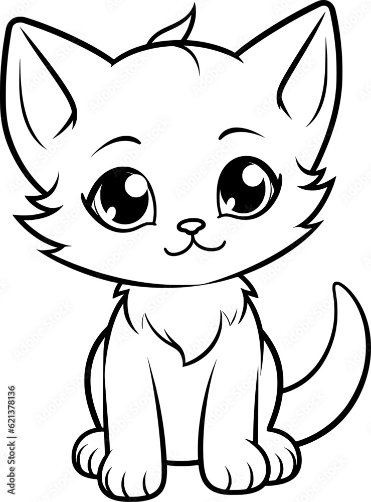 Kitten Isolated Colouring Illustration Kitten Isolated Colouring Illustration