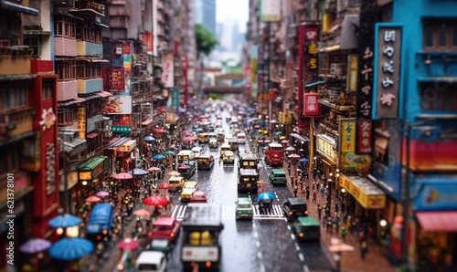  a city street filled with lots of traffic and tall buildings. generative ai