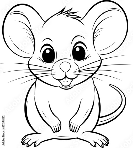 Cute Mouse Isolated Colouring Illustration