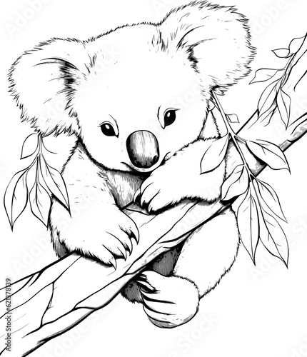 Koala Bear Isolated Colouring Illustration