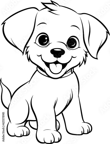 Puppy Isolated Colouring Illustration