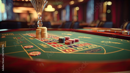 Close-up of Blackjack table in casino