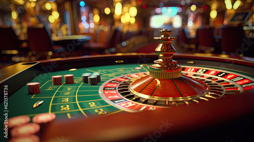 Close-up of Blackjack table in casino