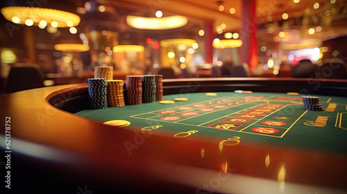 Close-up of Blackjack table in casino