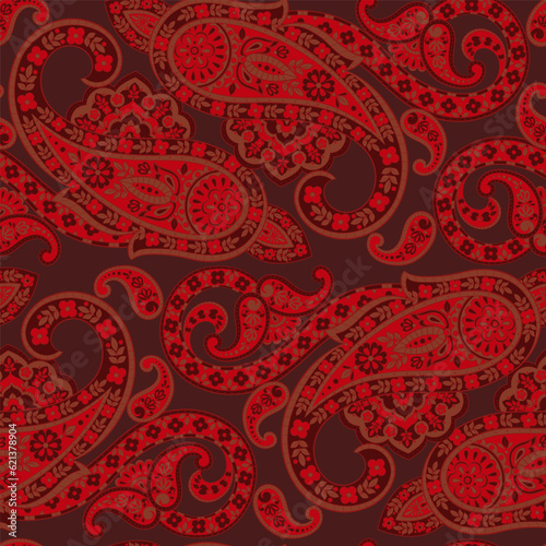 Floral paisley seamless pattern. Damask colorful vector textile background