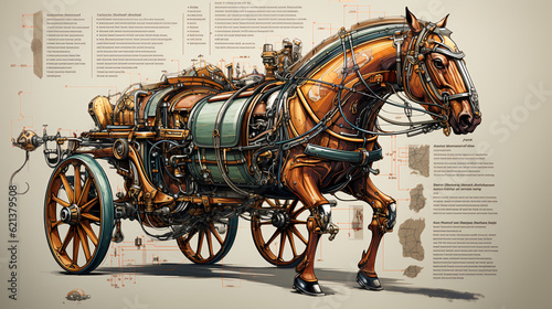 Leonardo's Wheels: Artistic Evolution in Transportation Design. From Sport Cars to Oldtimers, Trains to Airplanes, Embrace the Future Vision of e-Transportation, Enhanced by Generative AI photo