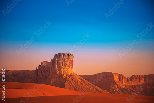 Red Sand Dunes Riyadh Saudi Arabia at Sunset time  photo