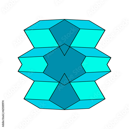 blaue geometrische figur aus komplex angeordneten linien und fl  chen  3d