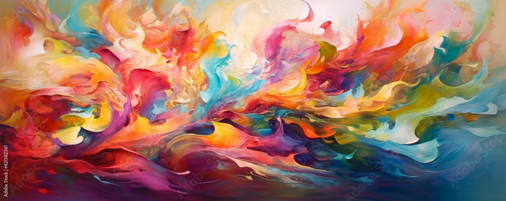 symphony of vibrant brushstrokes dancing across the canvas, conveying a sense of movement and expression panorama