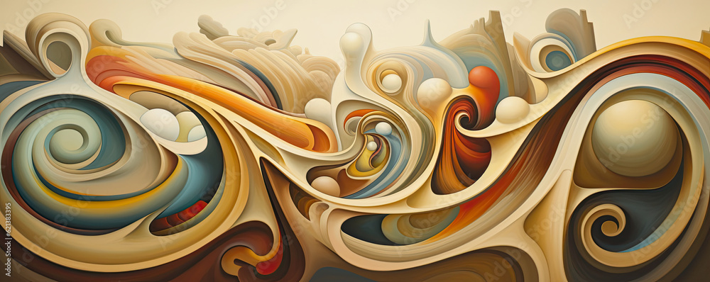 symphony of organic shapes and flowing lines, evoking a sense of movement and vitality panorama