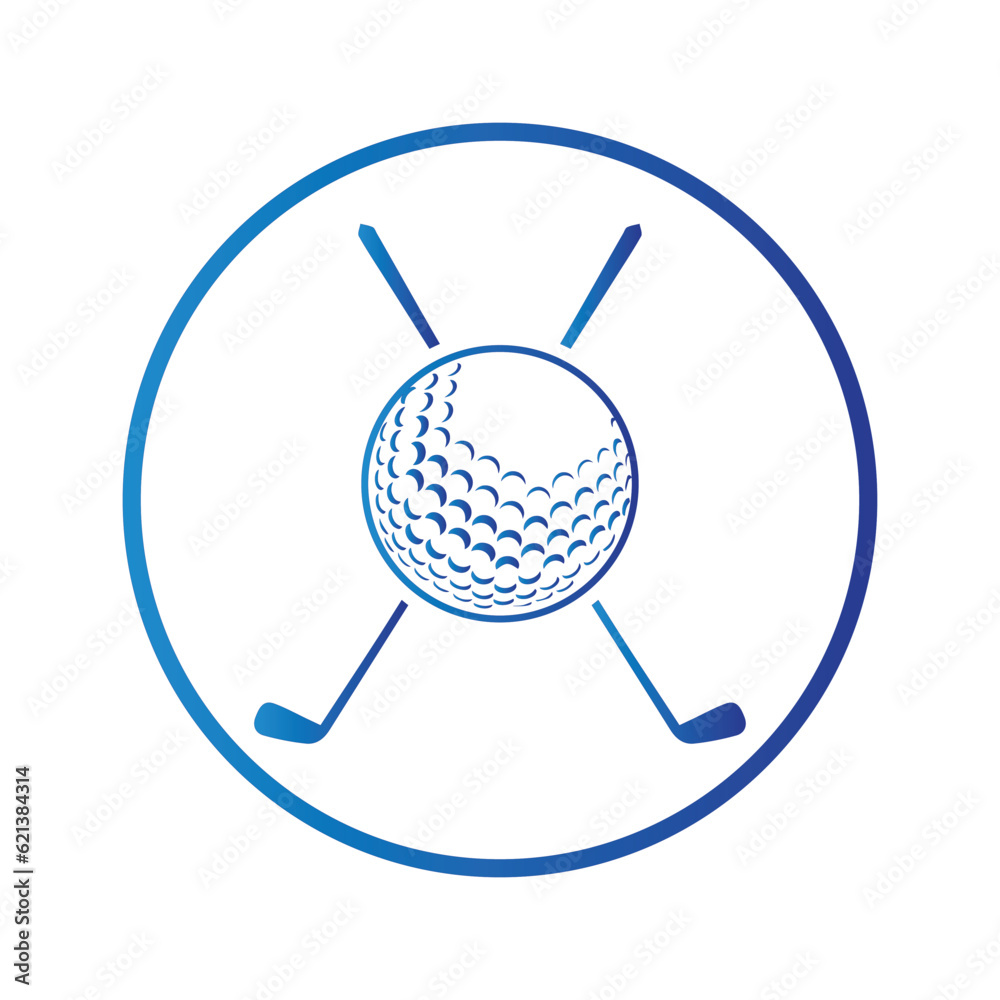 Golf ball and sticks inside a shape of ring vector illustration Golf ball and sticks inside a shape of ring vector illustration