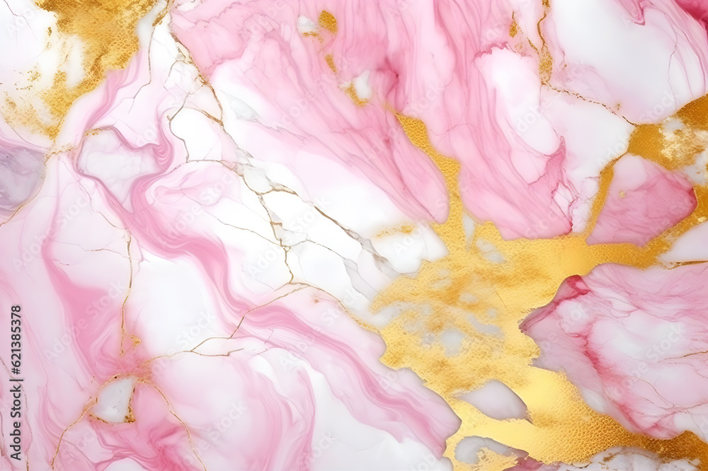light pink with gold marble abstract pattern, generative ai