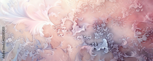 captivating abstract background with intricate lace-like patterns in delicate pastel tones, exuding elegance and femininity panorama photo