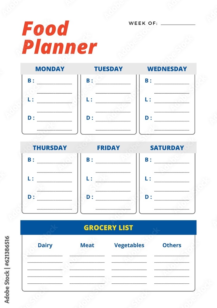 Food planner digital planning insert sheet printable page template ...