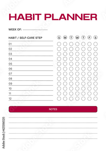 Habit planner digital planning insert sheet printable page template