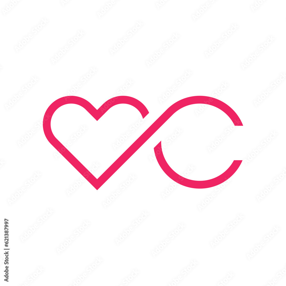 Letter C heart creative logo design Letter C heart creative logo design